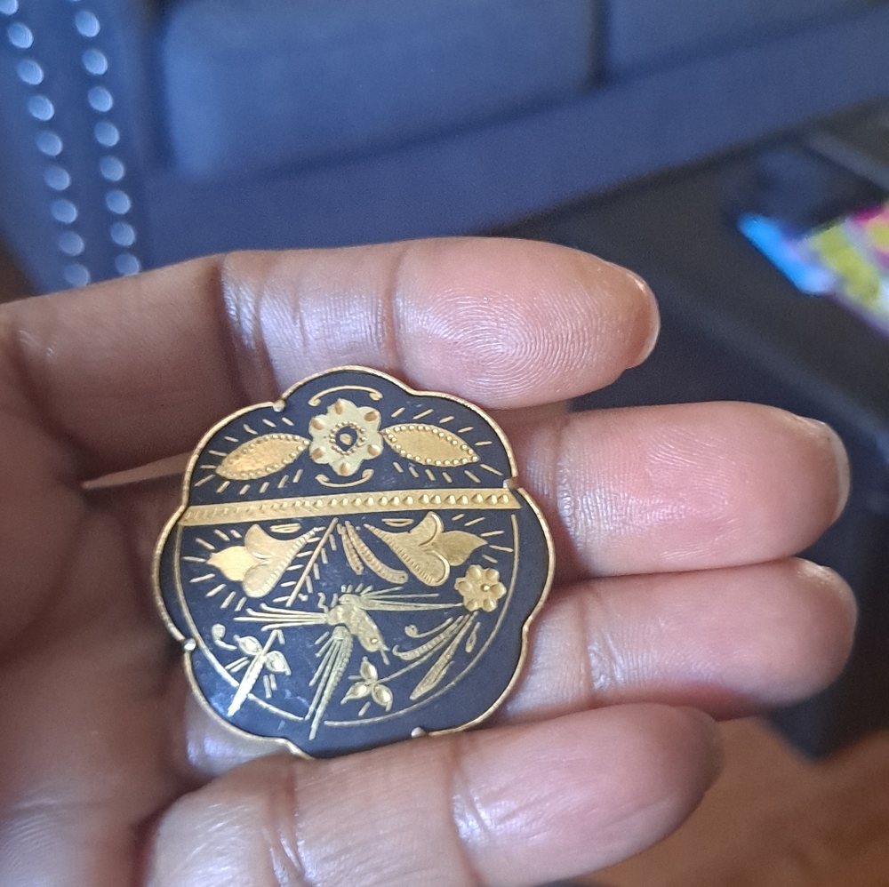 Amita Damascene Vintage Brooch